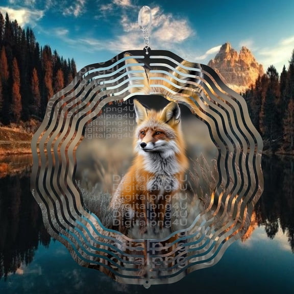 Beautiful Fox Wildlife Nature 3D Wind Spinner Stainless Steel Kinetic Hanging Decor