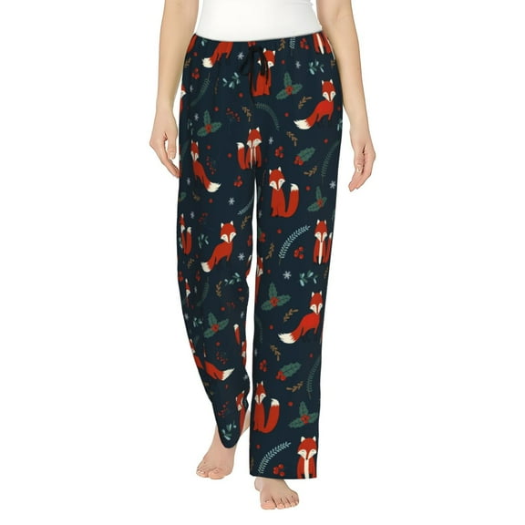Beautiful Foxes Snowflakes Women'S Comfy Pajama Pants With Pockets,Soft Stretch Drawstring Lounge Pants, Soft Casual Wide Leg Pjs Sleep Bottoms X-Large