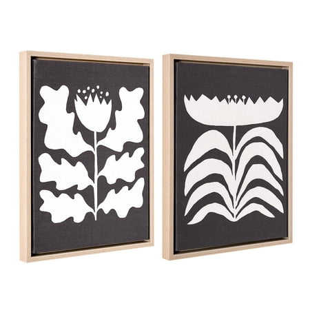 Beautiful Framed Graphic Flower Wall Decor, Set of 2 by Drew Barrymore 13.5" X 17.5"