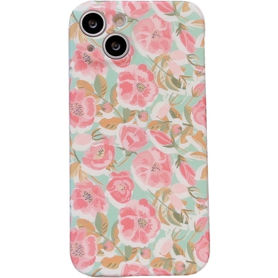 Beautiful Full Screen Roses Flowers Phone Case Compatible with iPhone Case for Women Girls (Pink,iPhone 14 Pro Max)