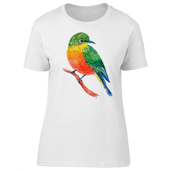 Beautiful Furry Multicolor Bird T-Shirt Women -Image by Shutterstock, Female Medium