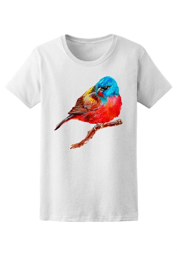 Beautiful Furry Watercolor Bird T-Shirt Women -Image by Shutterstock, Female Small