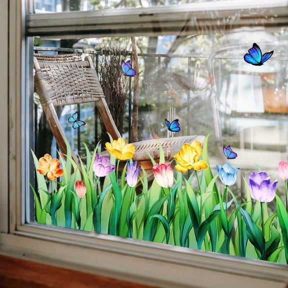 Beautiful Gel Window Clings,Window Stickers, Gel Clings Flower Window Decals Kids Jelly Reusable Sticker,Home Car Plane Airplane Activities