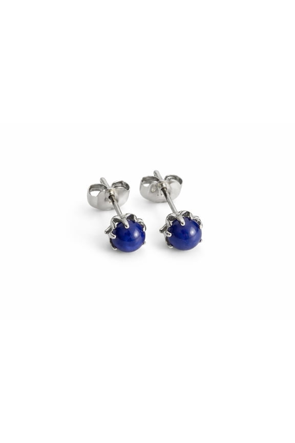 Beautiful Genuine Blue Star Sapphire Studs Earrings Sterling Silver / 925 Silver Lindy Star Sapphire Earrings Size:- 9mm