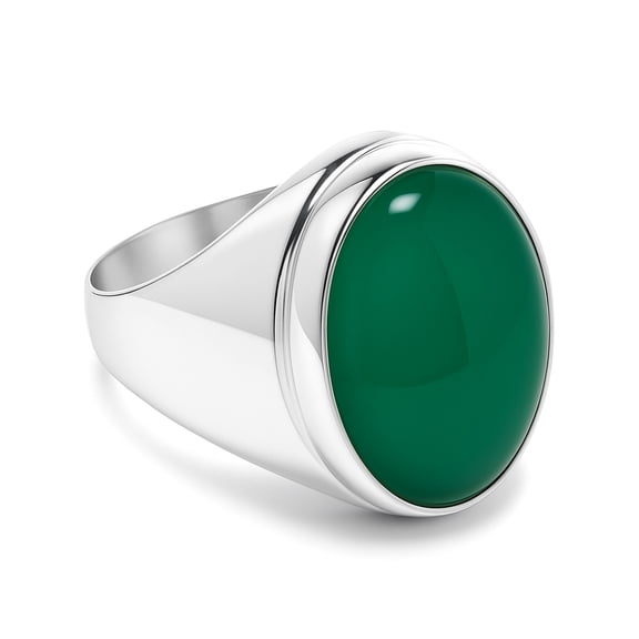 Beautiful Genuine Green Onyx Gemstone 925 Silver Plated Fashion Finger Ring For Women Unique Modern Designer Ring Jewelry Handmade Artisans, Uk Ring Size: R1/2