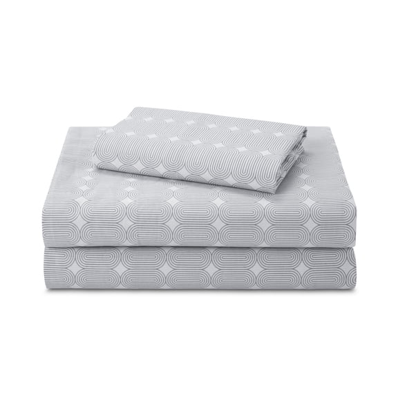Beautiful Geometric 3-Piece 100% Cotton Percale Cornflower Blue Sheet Set, Twin by Drew Barrymore