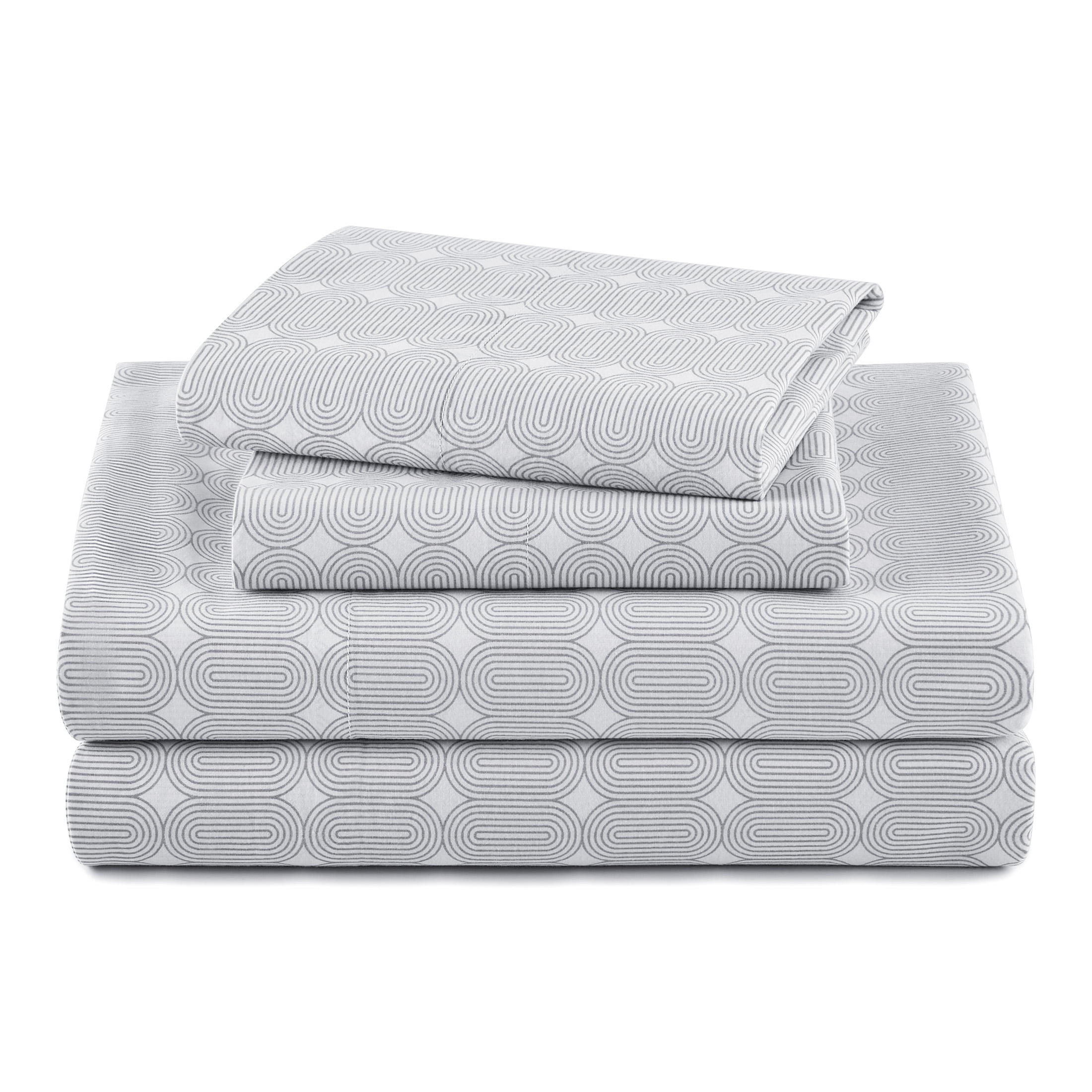 Beautiful Geometric 4-Piece 100% Cotton Percale Cornflower Blue Sheet Set, King by Drew Barrymore - Walmart.com