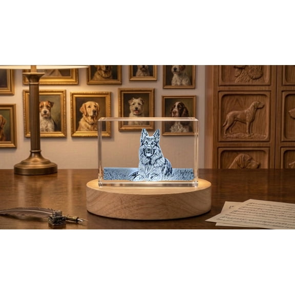 Beautiful German Shepherd Carved Crystal Dog