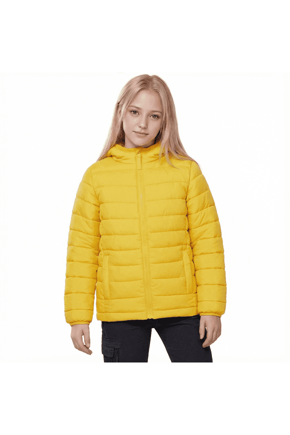 Boys Girls Puffer Jacket Lightweight Warm Hooded Winter Coat, Sizes 4-18