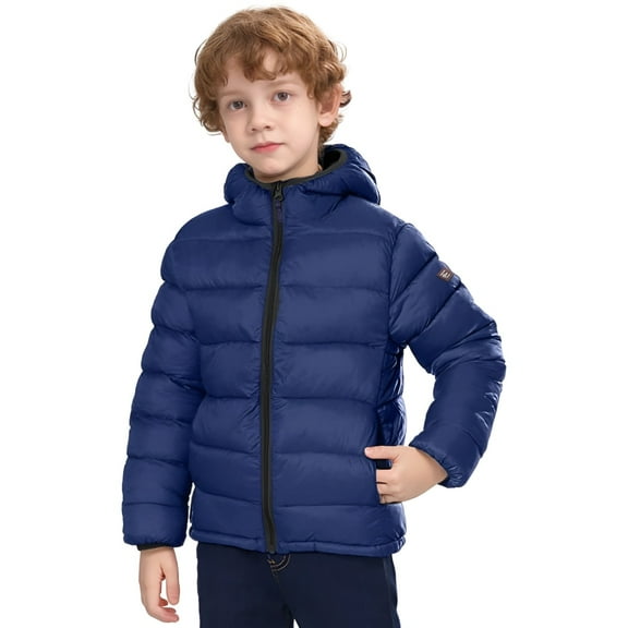 Beautiful Giant Boys Girls Puffer Jacket Lightweight Warm Hooded Winter Coat, Sizes 4-18