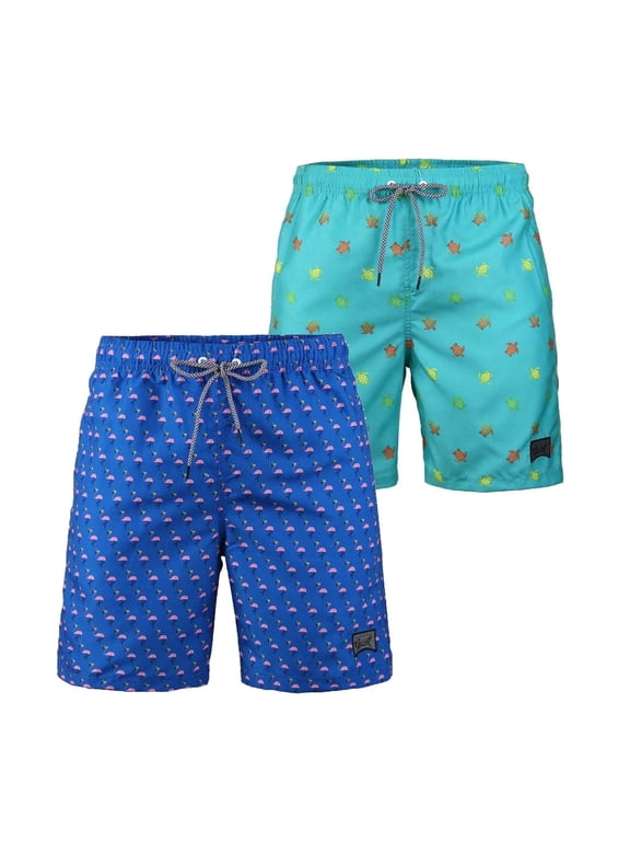 Beautiful Giant Boys' Swim Trunks Quick Dry Hawaii Swimwear Bathing Suit Briefs 2 Pack, Sizes 8-18