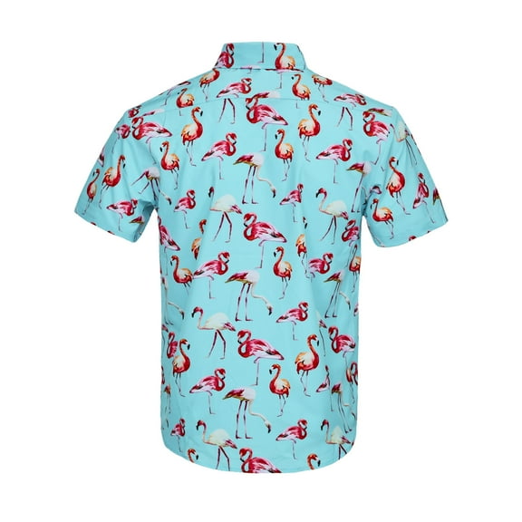 Beautiful Giant Flamingo Casual Button Down Shirts Short Sleeve Hawaiian Shirt for Men
