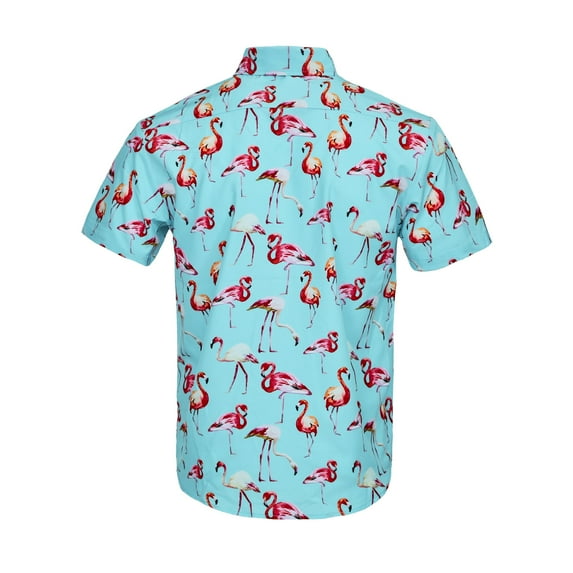 Beautiful Giant Flamingo Casual Button Down Shirts Short Sleeve Hawaiian Shirt for Men