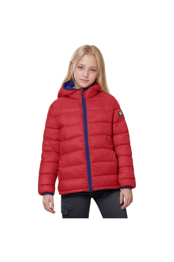 Kids Puffer Jacket with Hood Lightweight Warm Toddler Winter Coat Unisex