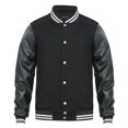 thumbnail image 1 of Beautiful Giant Men's Bomber Jacket with Quilted Lining PU Leather Sleeves Winter Coat, 1 of 6