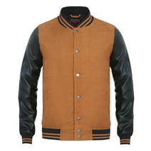 Beautiful Giant Men's Bomber Jacket with Quilted Lining PU Leather Sleeves Winter Coat