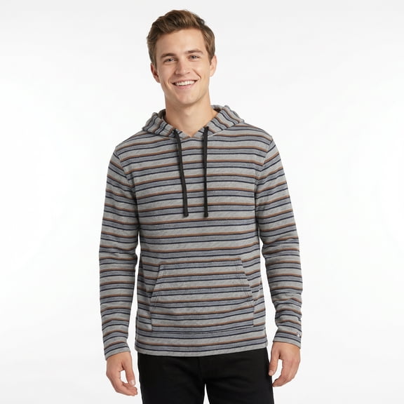 Beautiful Giant Men's Striped Baja Hoodie Pullover Knit Sweatshirt Casual Surf Poncho with Kangaroo Pocket