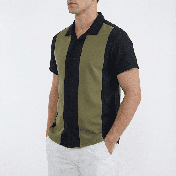 Beautiful Giant Men's Vintage Bowling Shirts Casual Short Sleeve Button Down Beach Shirts