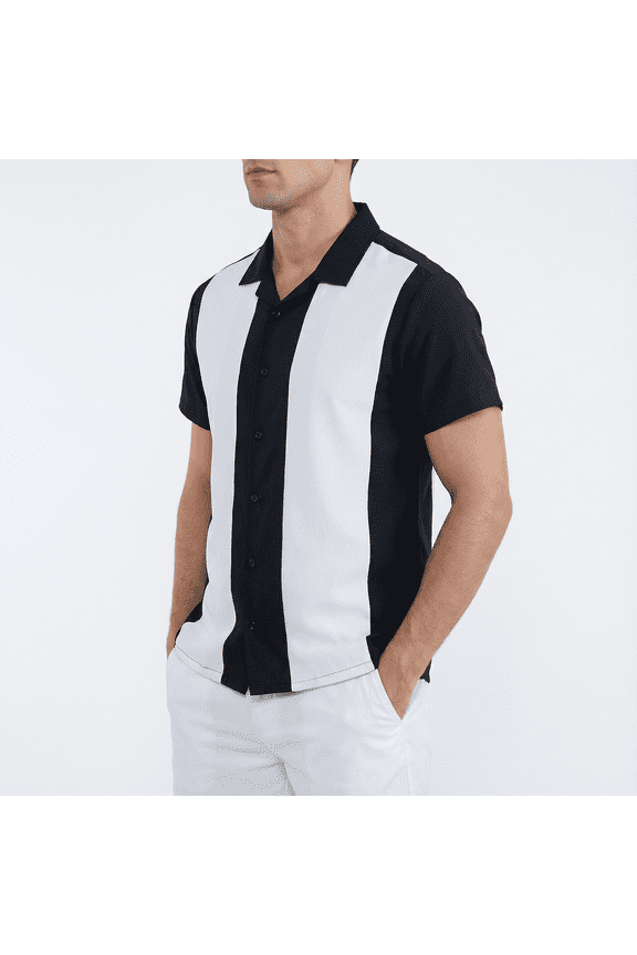 Men's Vintage Bowling Shirts Casual Short Sleeve Button Down Beach Shirts
