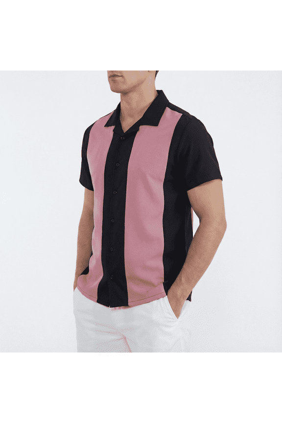 Men's Vintage Bowling Shirts Casual Short Sleeve Button Down Beach Shirts