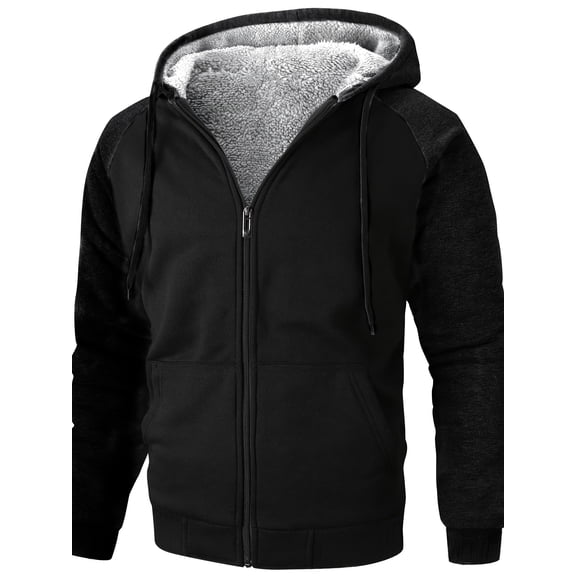 Beautiful Giant Men's Winter Zip Jacket Regular Fit Heavyweight Sherpa Fleece Lined Hoodie Size M-2XL