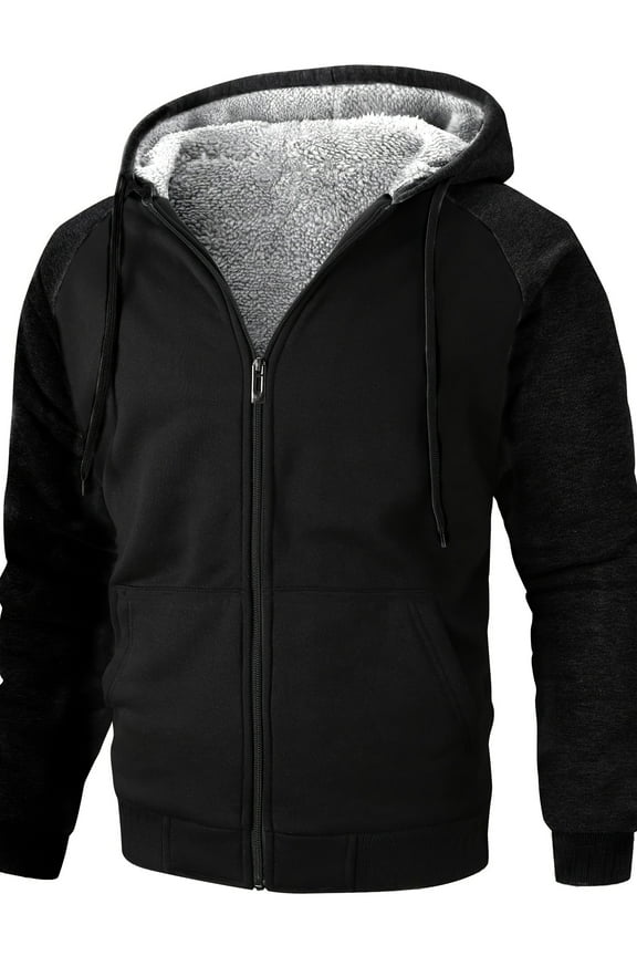 Men's Winter Zip Jacket Regular Fit Heavyweight Sherpa Fleece Lined Hoodie Size M-2XL