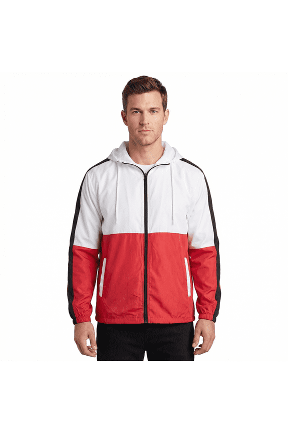 Beautiful Giant Polyester Men's Coat Long Sleeves Windbreaker Hoodie Jacket for Hiking Trip