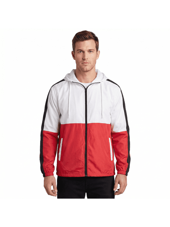 Polyester Men's Coat Long Sleeves Windbreaker Hoodie Jacket for Hiking Trip