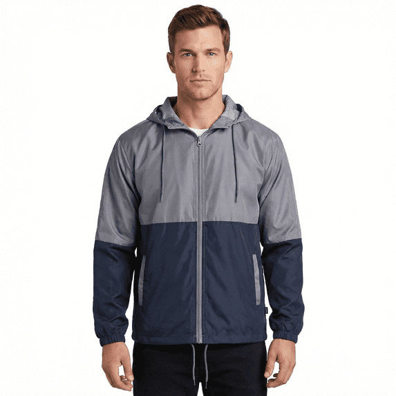 Beautiful Giant Polyester Men's Coat Long Sleeves Windbreaker Hoodie Jacket for Hiking Trip
