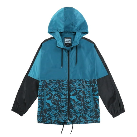 Beautiful Giant Polyester Men's Floral Coat Long Sleeves Windbreaker Hoodie Jacket