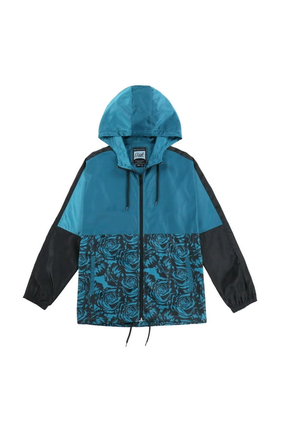 Beautiful Giant Polyester Men's Floral Coat Long Sleeves Windbreaker Hoodie Jacket