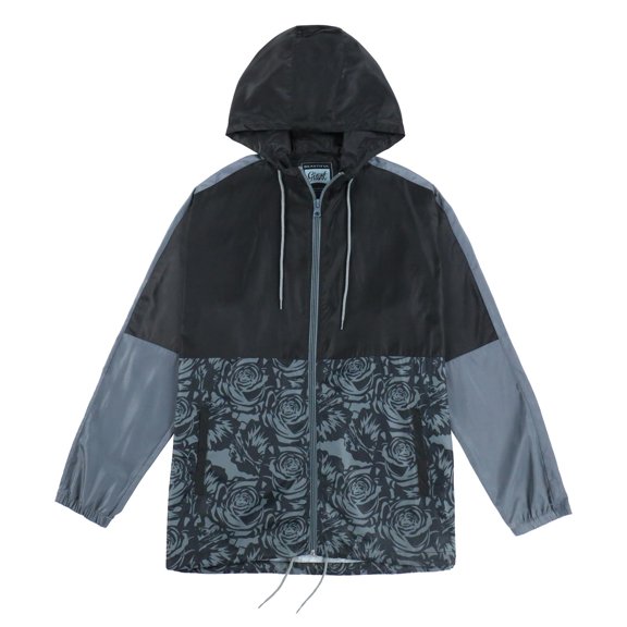Beautiful Giant Polyester Men's Floral Coat Long Sleeves Windbreaker Hoodie Jacket
