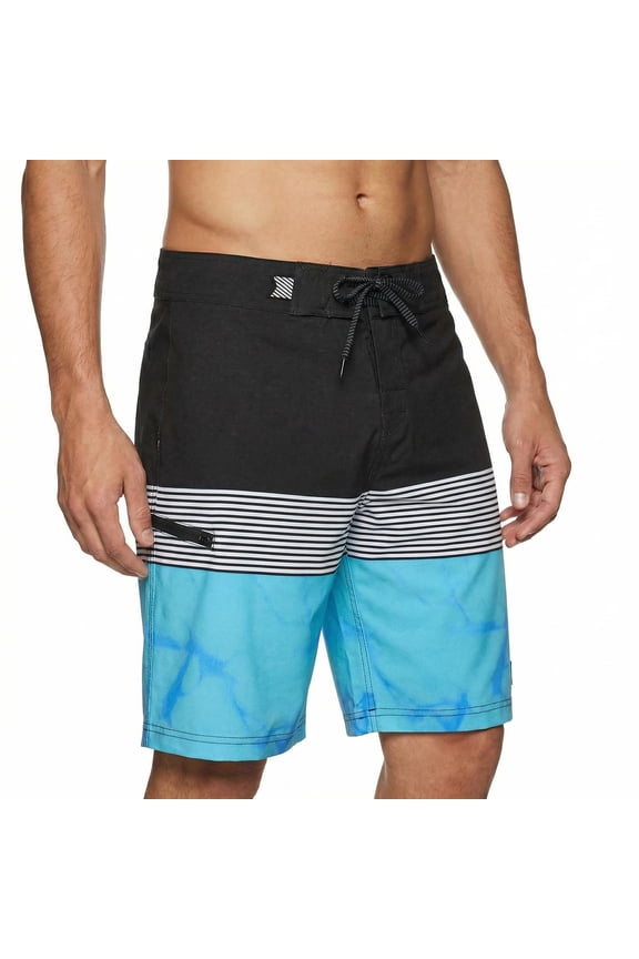 Polyester Spandex Men's Swim Trunks No Liner Quick Dry Board Shorts Zipper Pocket 9.5" Inseam