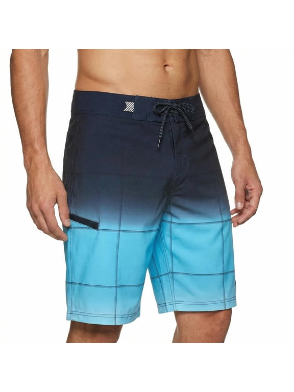 Polyester Spandex Men's Swim Trunks No Liner Quick Dry Board Shorts Zipper Pocket 9" Inseam