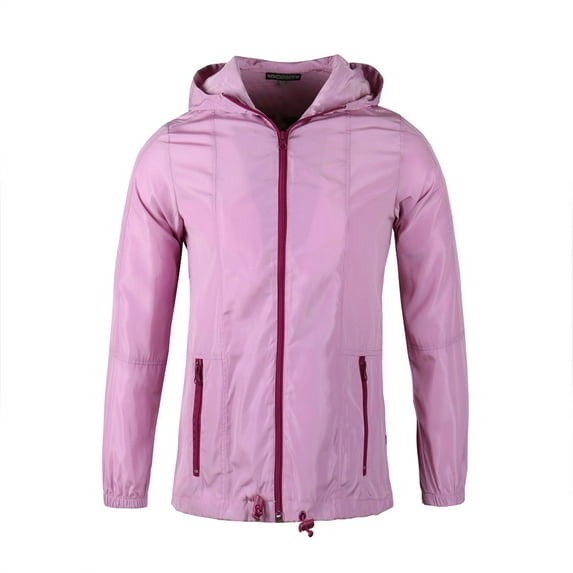 Beautiful Giant Polyester Women Lightweight Windbreaker Outdoor Hiking Long Sleeve Hooded Jacket