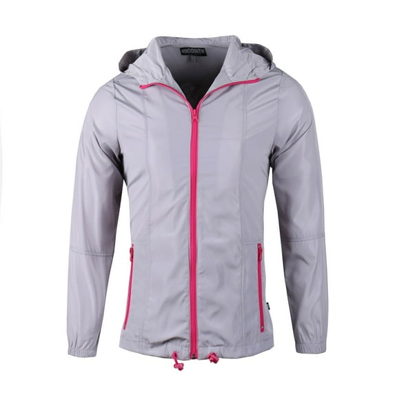 Beautiful Giant Polyester Women Lightweight Windbreaker Outdoor Hiking Long Sleeve Hooded Jacket