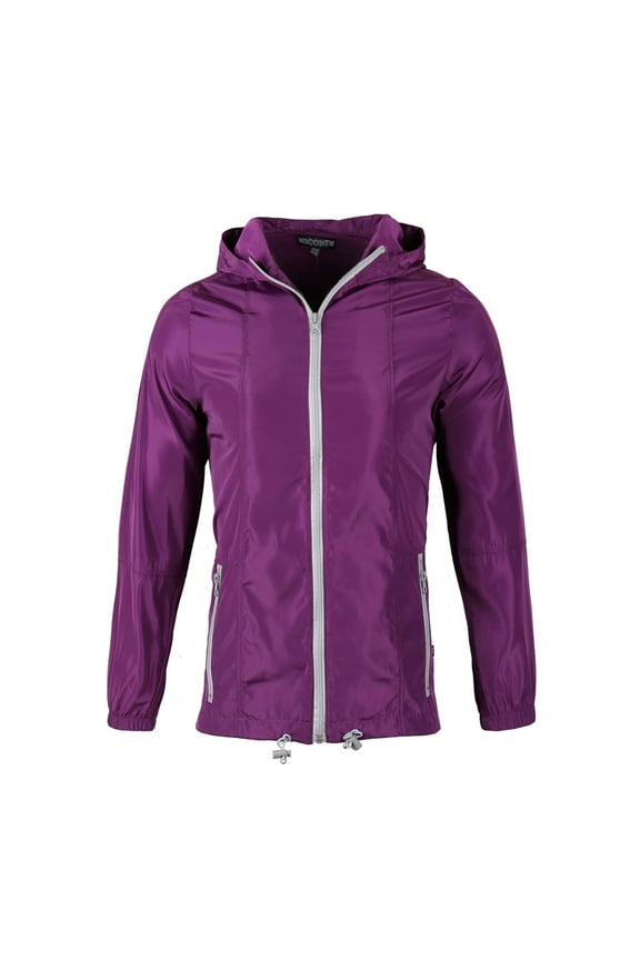 Polyester Women Lightweight Windbreaker Outdoor Hiking Long Sleeve Hooded Jacket