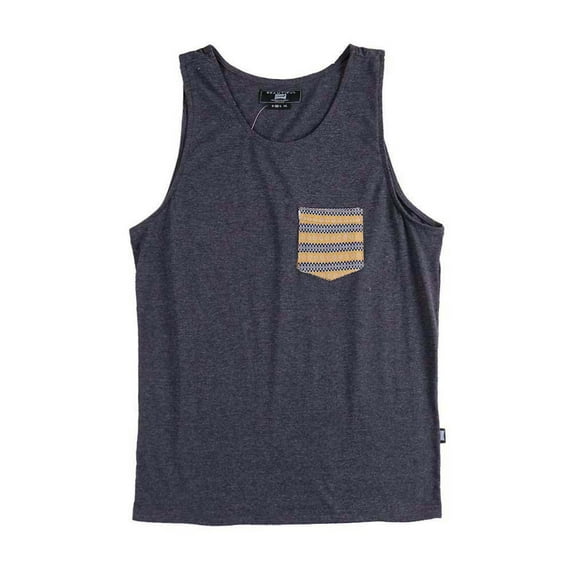 YUBIKWETE Men's Solid Color Sleeveless Tank Top with Pocket for Everyday Style