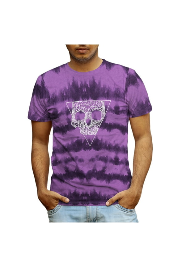 Trendy Men's Short Sleeve Skull Graphic T-Shirts Leisure Crew Neck Tee
