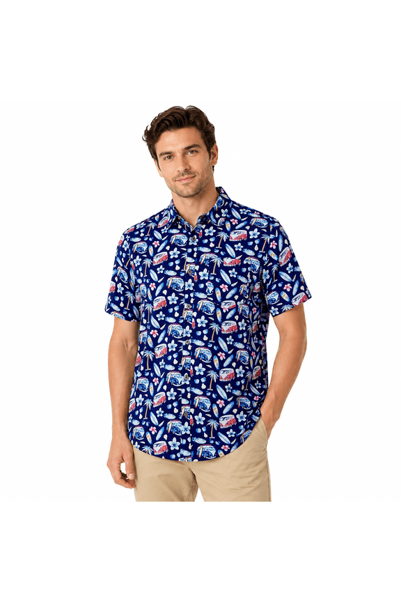 Mens Hawaiian Shirts Quick Dry Short Sleeve Casual Tropical Button Down