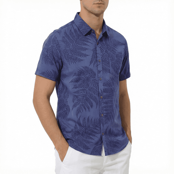 Beautiful Giant Tropical Print Quick Dry Short Sleeve Hawaiian Shirts for Men Casual Button Down Shirt