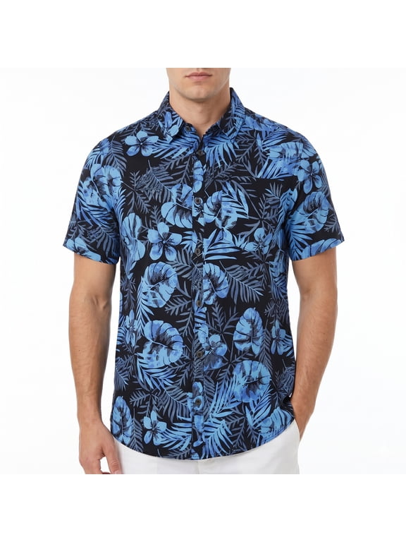Mens Hawaiian Shirts Quick Dry Short Sleeve Casual Tropical Button Down
