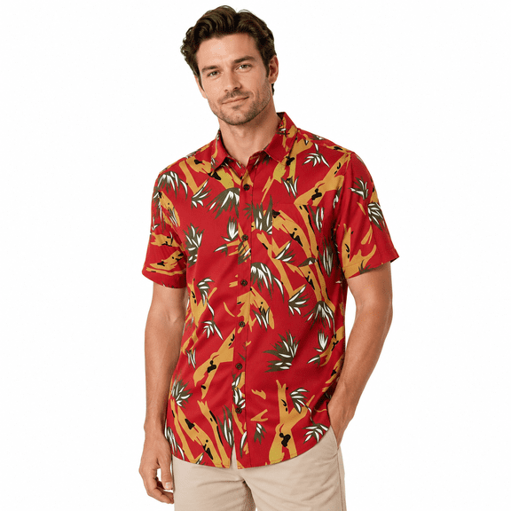 Beautiful Giant Mens Hawaiian Shirts Quick Dry Short Sleeve Casual Tropical Button Down