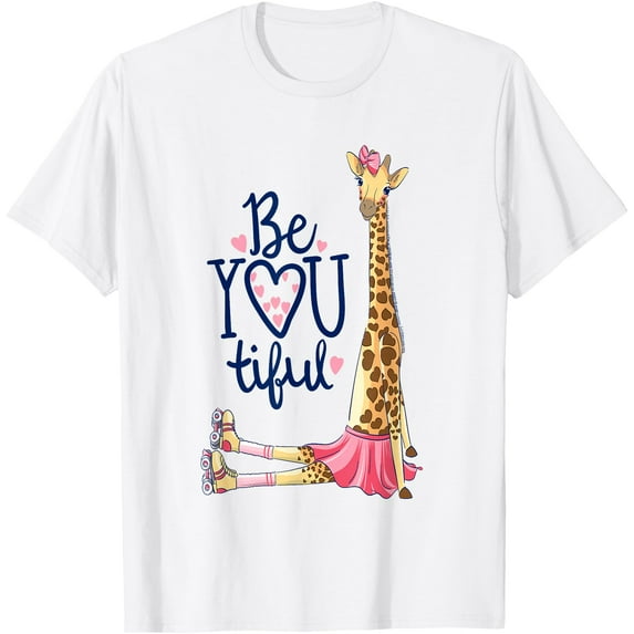 Beautiful Giraffe Inspire Be You Giraffe Animal Softstyle Unisex T-Shirt,White Color,Size 4XL