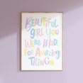 Beautiful Girl Amazing Things Wall Art Print, Motivational Nursery ...