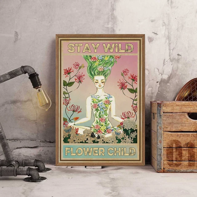WEIMEILD Poster In Metallo Vintage – Yoga Stay Wild Flower Child – Targa In Latta 20x30 Cm – Decorazione Hippie Per Bar E Casa - 2