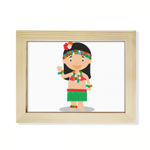 Beautiful Girl Hawaii Cartoon Desktop Photo Frame Picture Art Decoration Painting 6x8 inch
