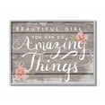 thumbnail image 1 of Beautiful Girl Inspirational Kids Flower Word Design Gray Farmhouse Rustic Oversized Framed Giclee Texturized Art by Daphne Polselli, 1 of 8