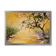 thumbnail image 1 of Beautiful Girl Standing By The Flowering Tree 20 in x 12 in Framed Painting Canvas Art Print, by Designart, 1 of 4