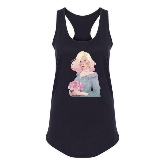 Beautiful Girl With Flowers Racerback Tank Women -Image by Shutterstock, Female x-Small